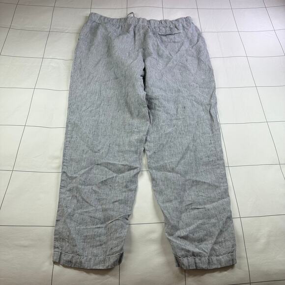 J. Jill Pants Womens Large Blue White Love Linen Micro Stripe Relaxed Coastal - Picture 2 of 12